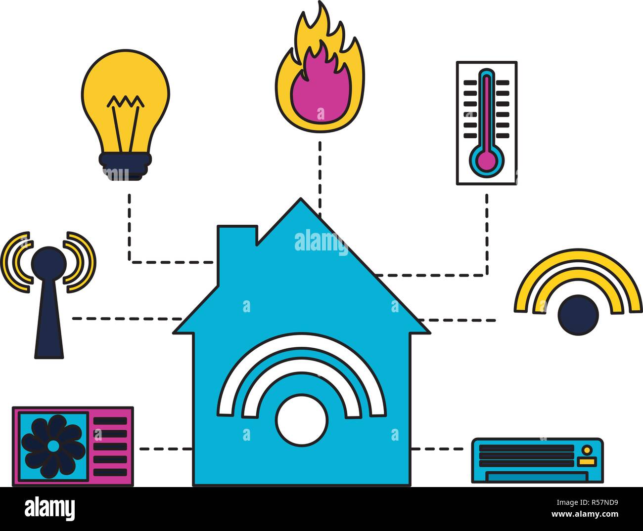 smart home system technology connection vector illustration Stock ...
