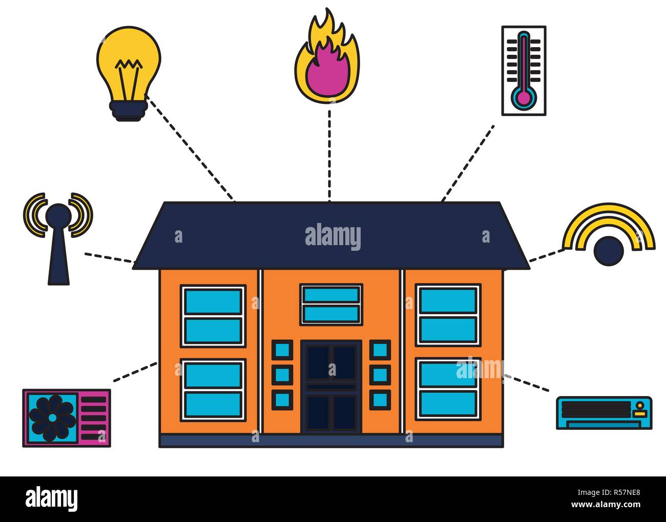 smart home smartphone monitoring control app vector illustration Stock ...