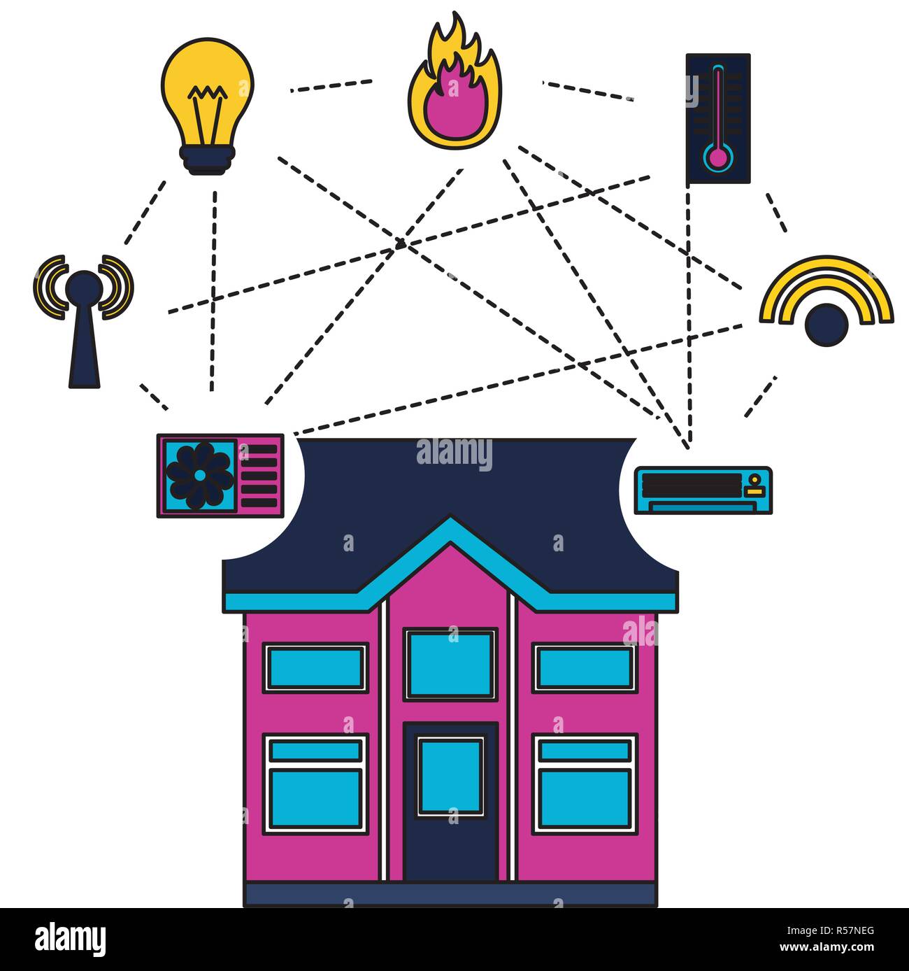 smart home smartphone monitoring control app vector illustration Stock ...