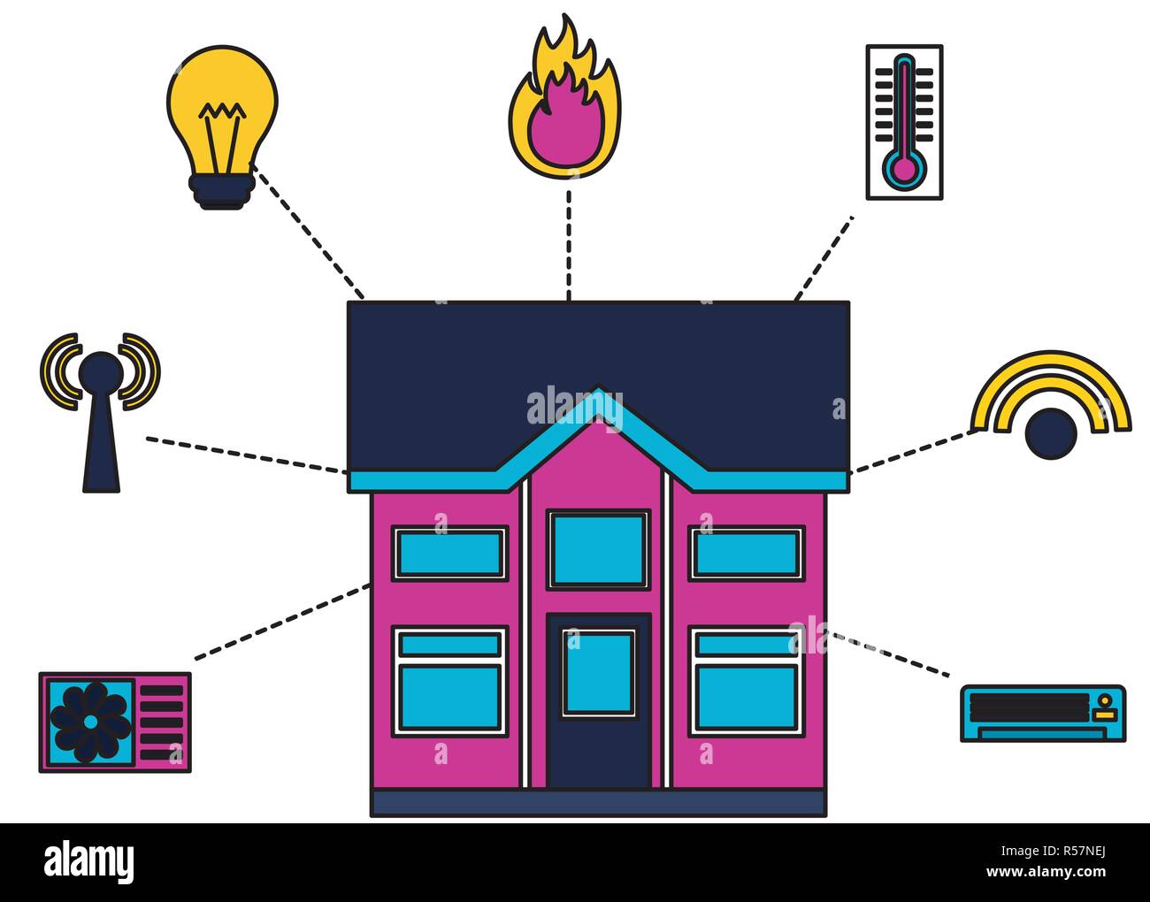 smart home smartphone monitoring control app vector illustration Stock ...