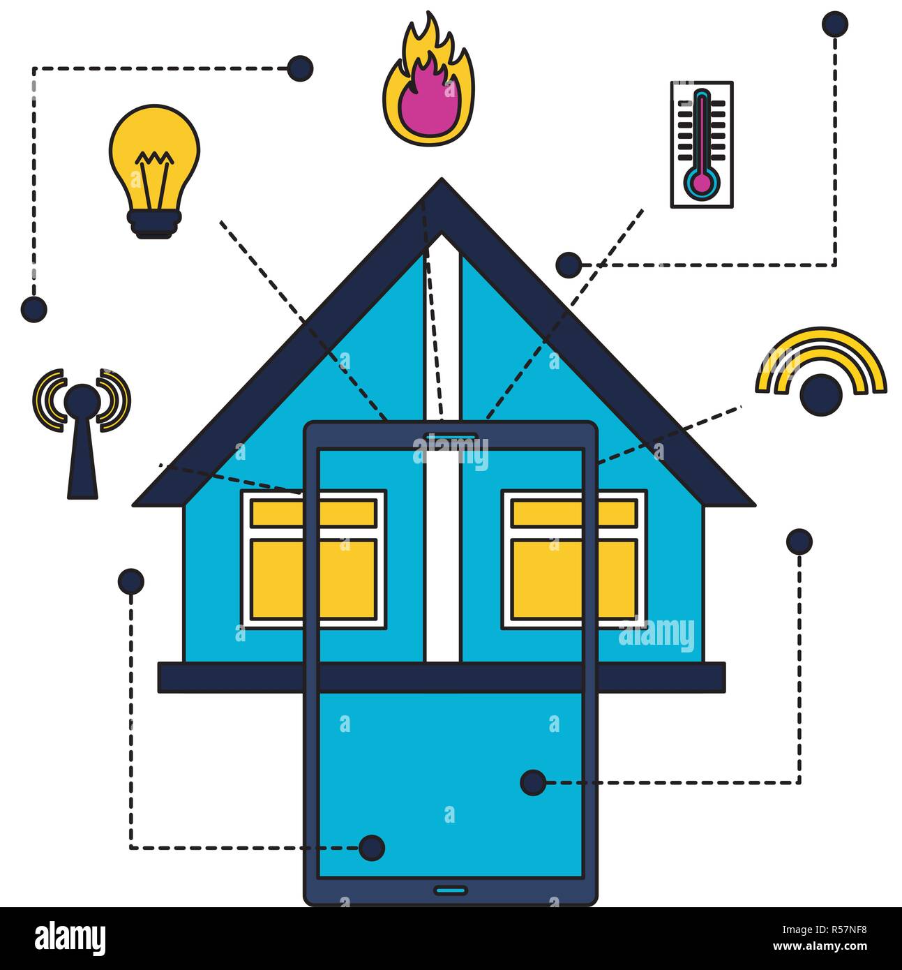 smart home smartphone monitoring control app vector illustration Stock ...