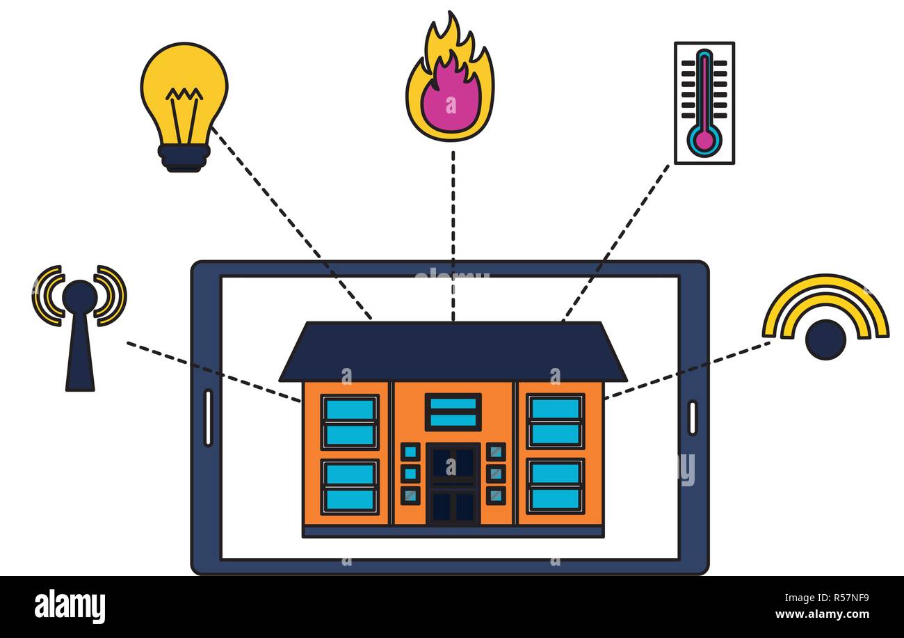 smart home smartphone monitoring control app vector illustration Stock ...