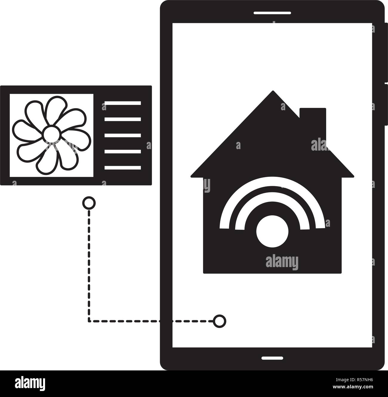cellphone control air conditioner smart home vector illustration Stock Vector