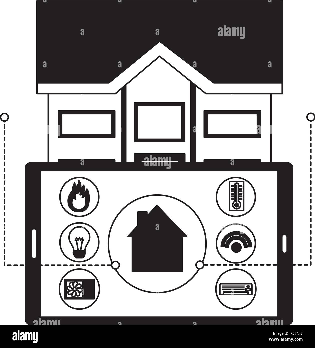 smart home smartphone monitoring control app vector illustration Stock ...