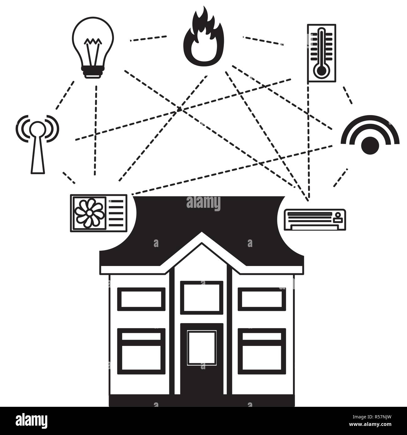 smart home smartphone monitoring control app vector illustration Stock ...
