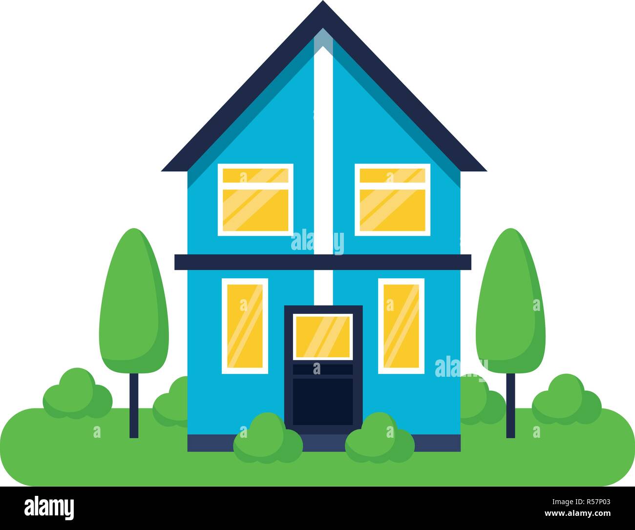 house home exterior trees garden vector illustration Stock Vector Image ...