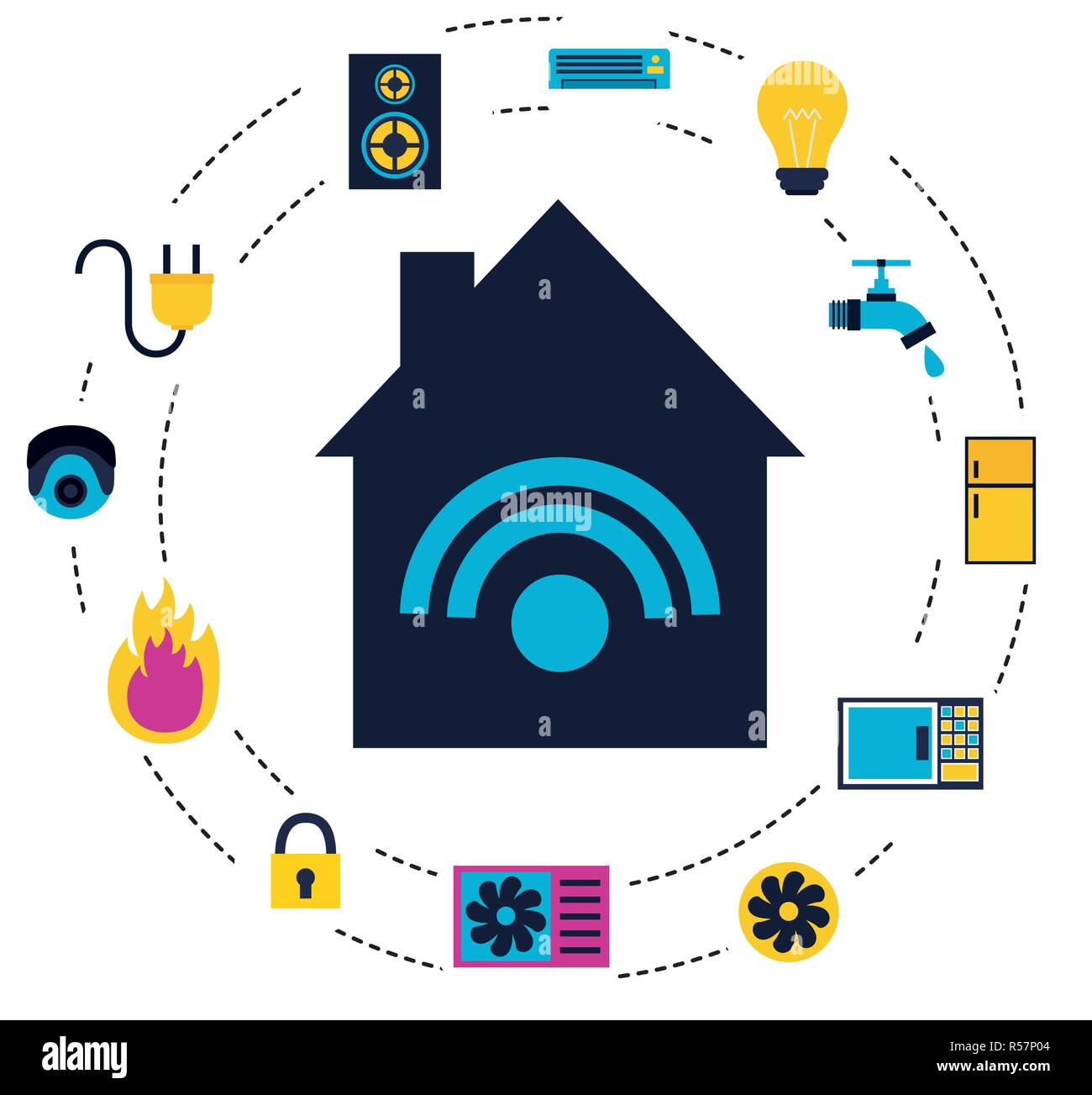 smart home system technology connection vector illustration Stock ...