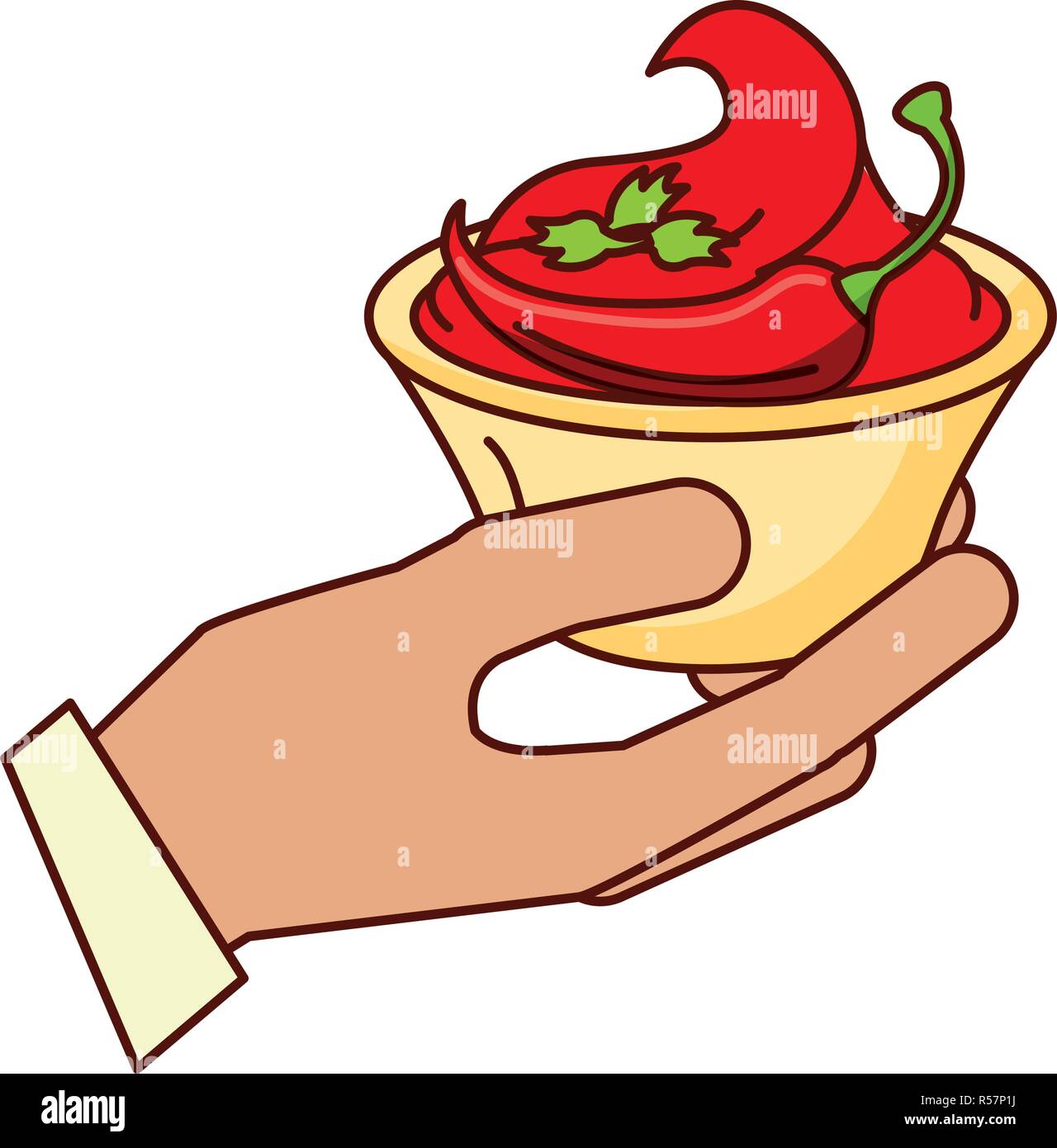 hand with sauce chili pepper vector illustration Stock Vector Image ...