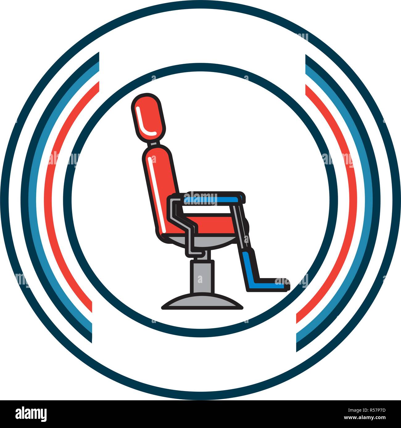 barber shop chair comfort furniture label vector illustration Stock Vector
