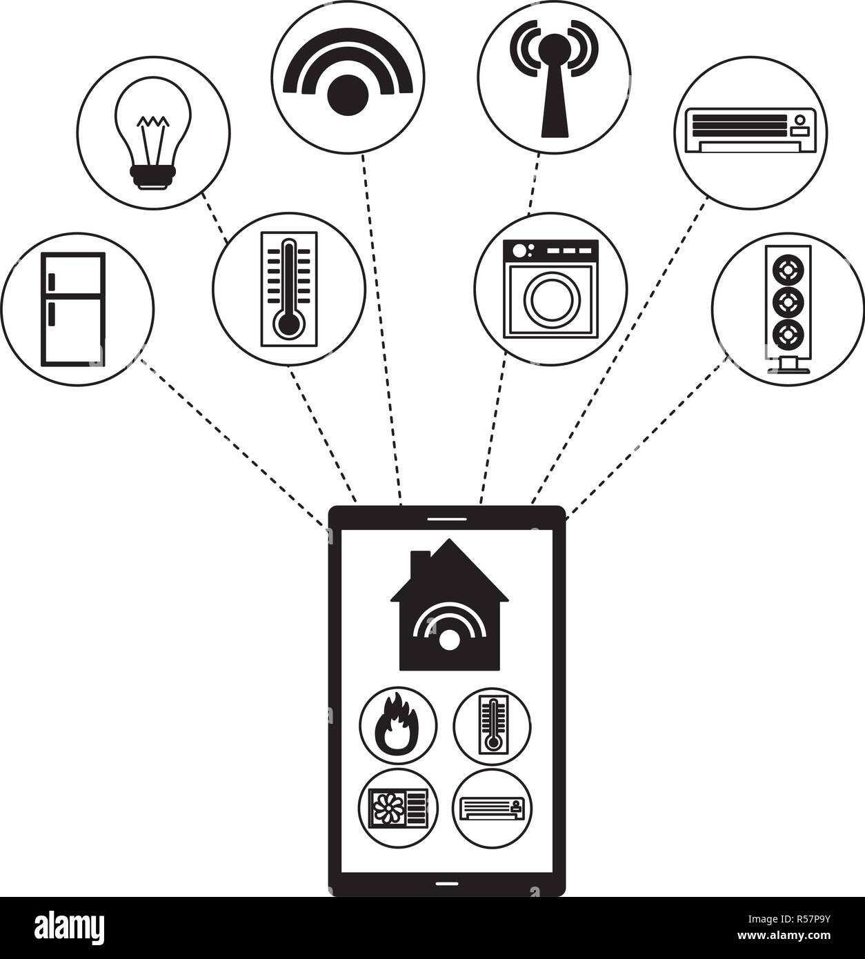 smart home smartphone application remote vector illustration Stock ...
