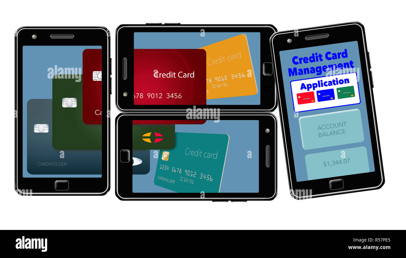 Managing your credit cards via your cell phone Stock Photo Alamy