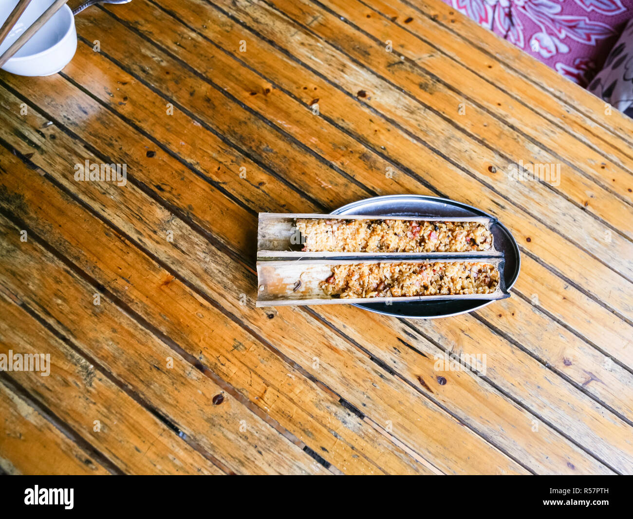 Kinlock Rice Trunk above view of fried rice in bamboo trunk Stock Photo - Alamy