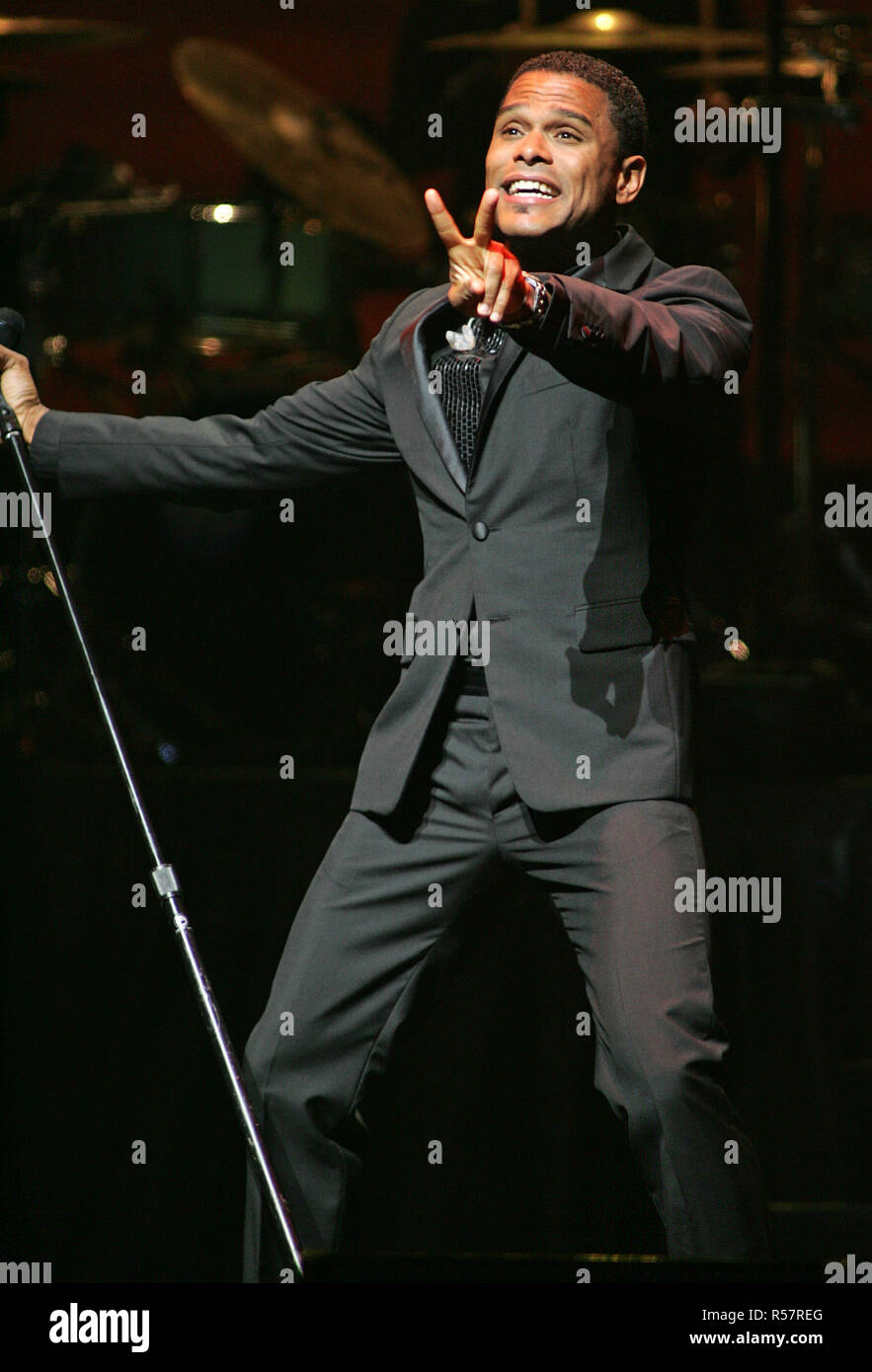 R & B singer Maxwell performs in concert at the American Airlines Arena