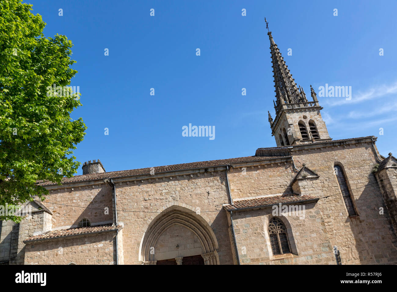 church in the village of sanilhac in the ardeche,southern france Stock Photo