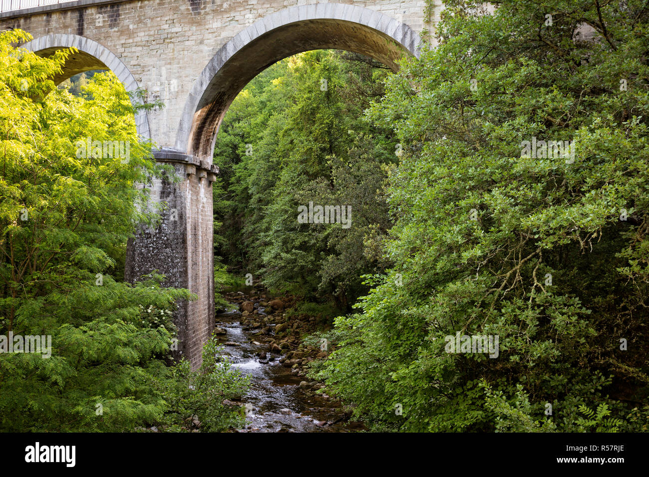 historic stone bridge in the ardeche,southern france Stock Photo