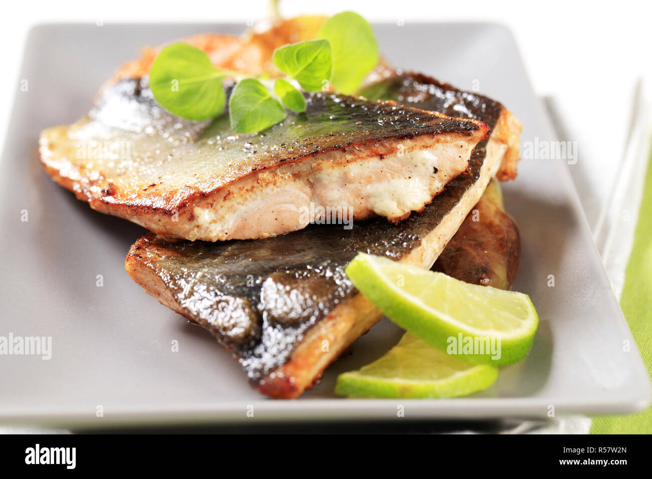 Pan fried fish fillets Stock Photo - Alamy