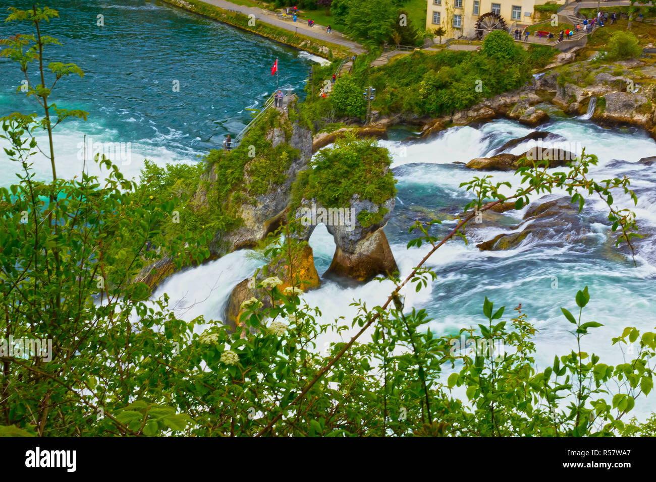 Largest waterfall in Europe by River Rhein in Switzerland Stock Photo Alamy