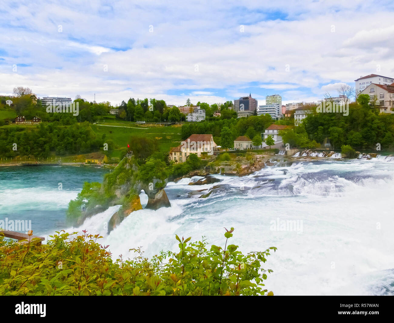 Largest waterfall in Europe by River Rhein in Switzerland Stock Photo Alamy