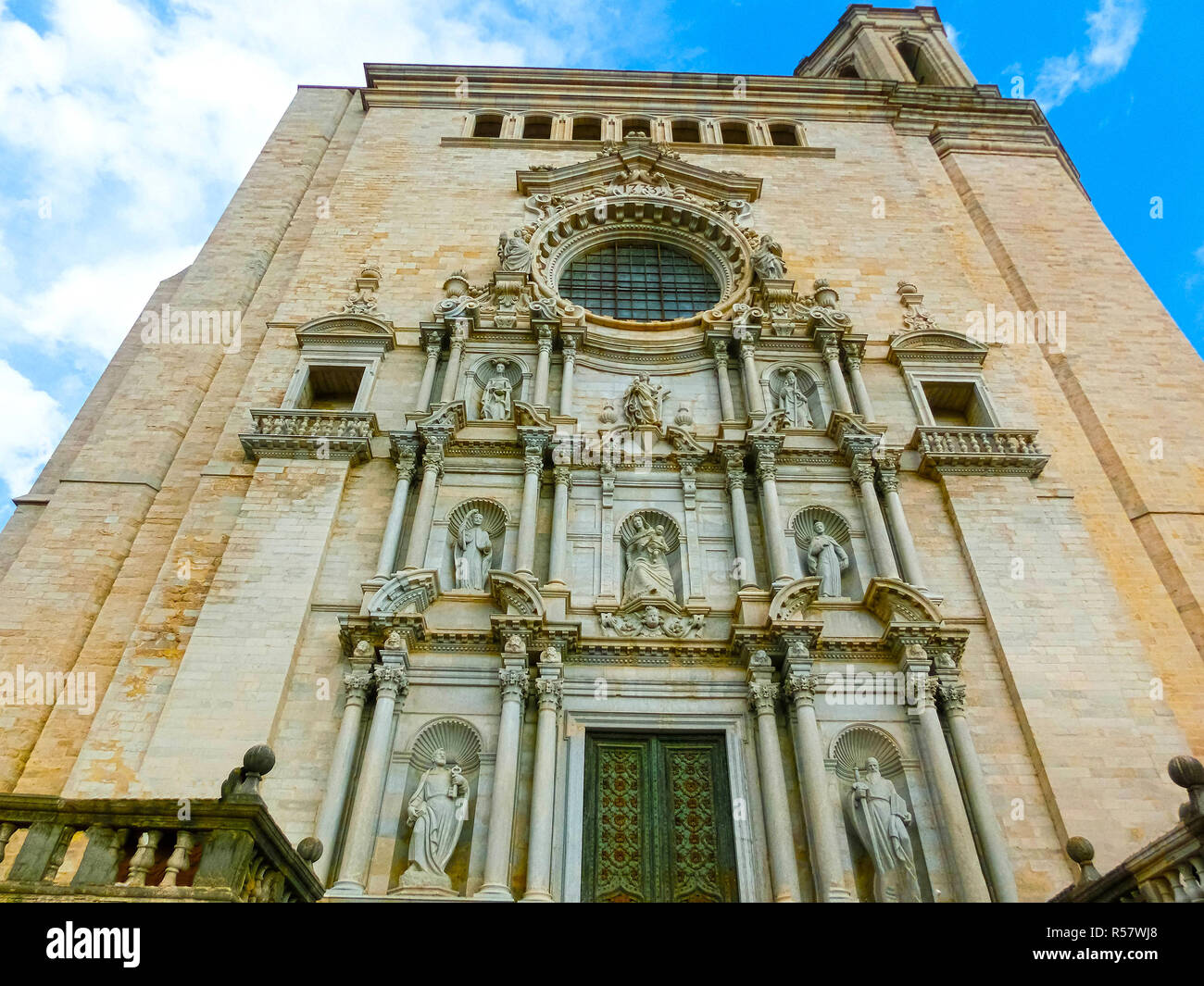 Girona Cathedral in Catalonia, Spain, Romanesque, Gothic and Baroque architecture Stock Photo