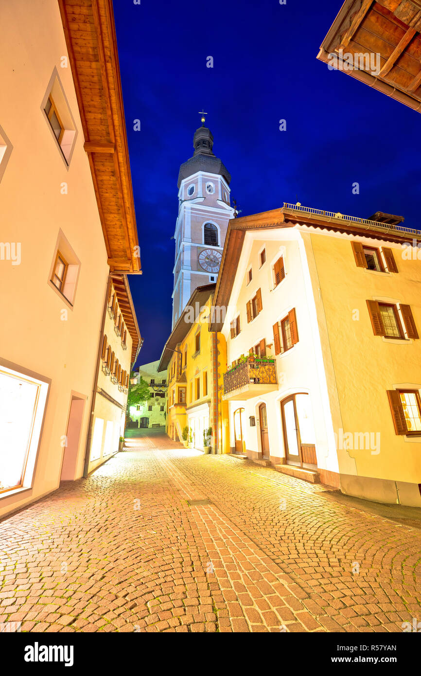 Town of Kastelruth (Castelrotto) street evening view, Dolomites Alps region  of Italy Stock Photo - Alamy