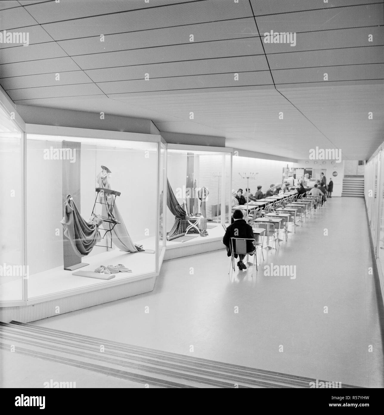 Finland History -  Café in a hallway of the new Centrum department store of Voima cooperative ca. 1961  Tampere, Pirkanmaa, Finland Stock Photo
