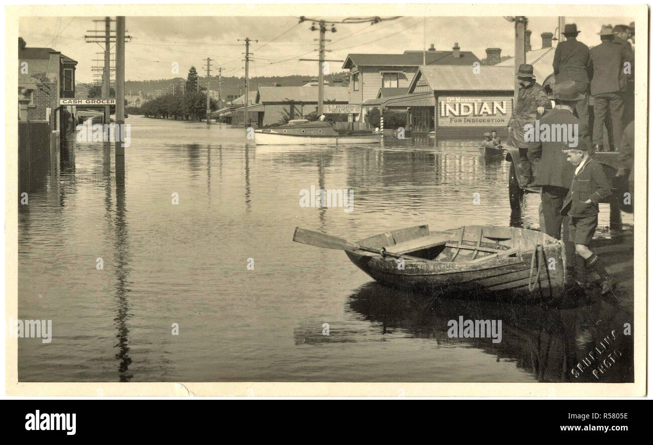 Floods at Invermay, Launceston, April 1929. Invermay Road looking south. Tasmania - - Mandatory Photo Credit: TAHO Stock Photo