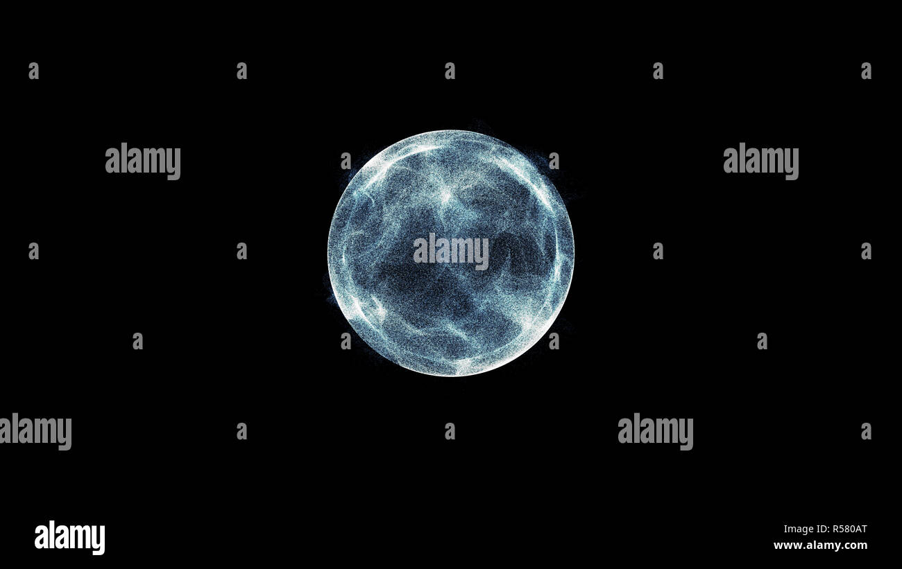 Abstract particle sphere on black background Stock Photo - Alamy