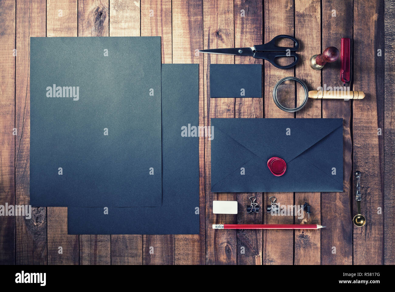 Blank black stationery Stock Photo - Alamy