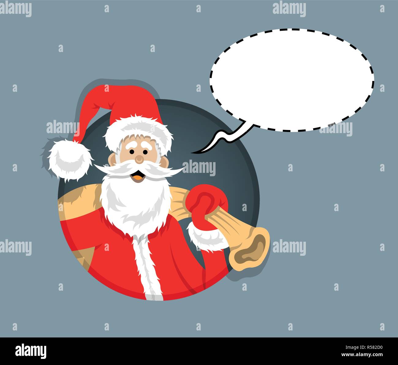 Santa Claus Cartoon Inside Circle With Whisper Bubble All