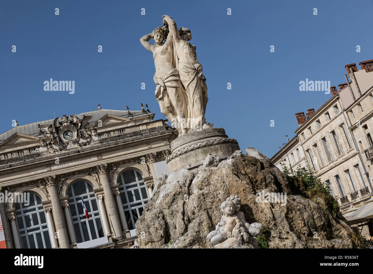 historic fountain in montpellier,southern france Stock Photo