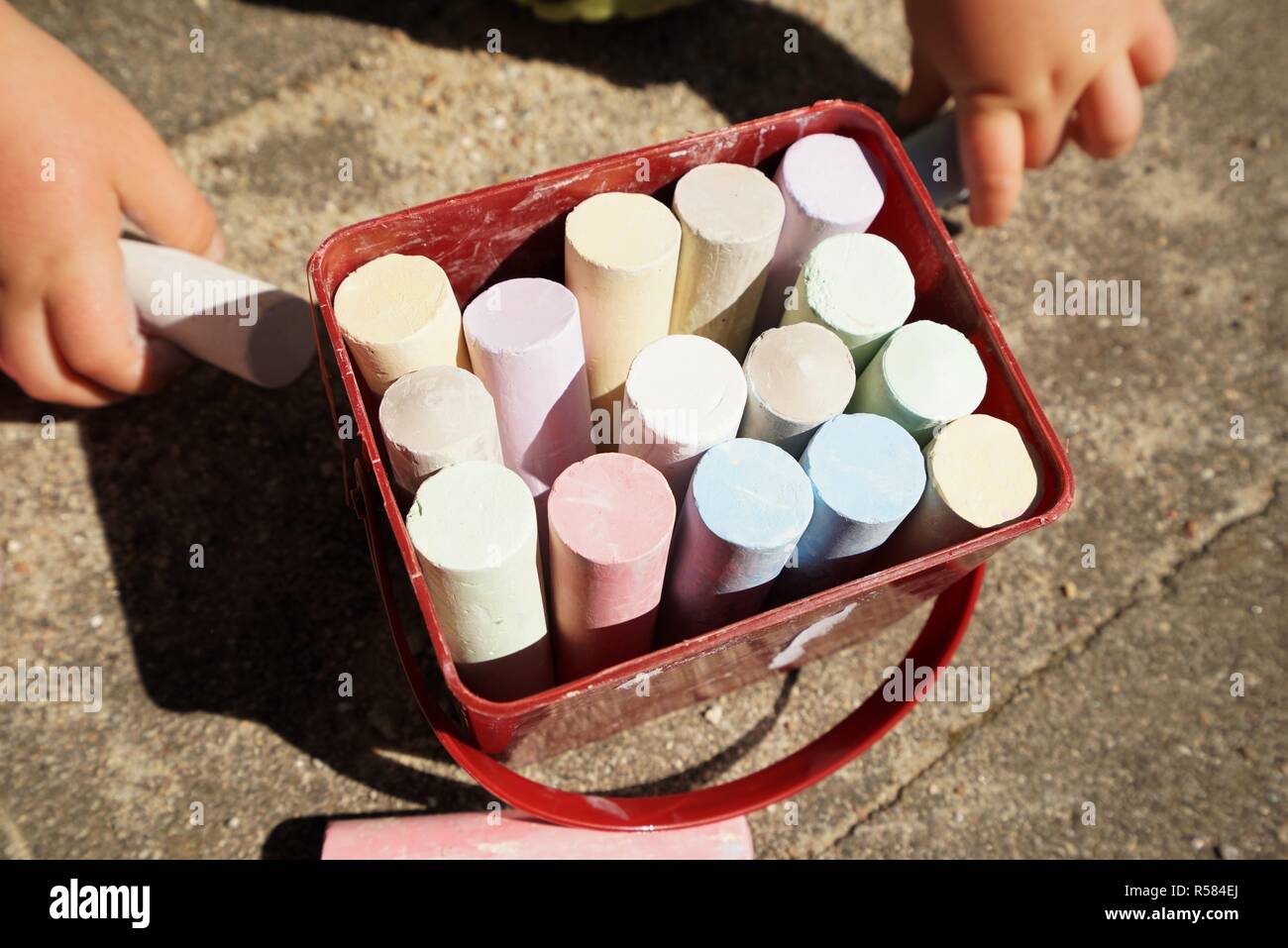 child with chalk Stock Photo Alamy