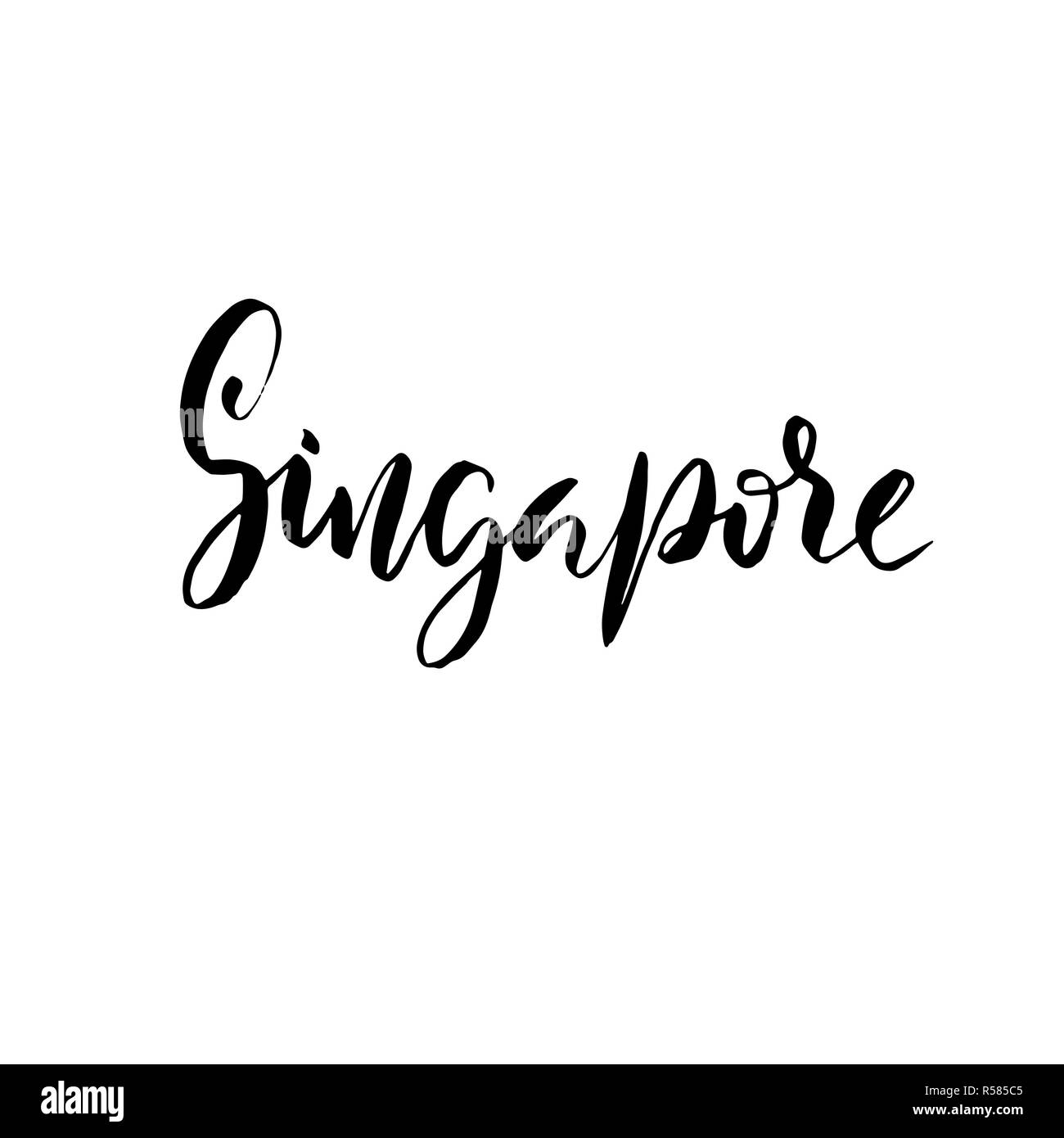 Singapore. Modern dry brush lettering. Calligraphy banner. Typography