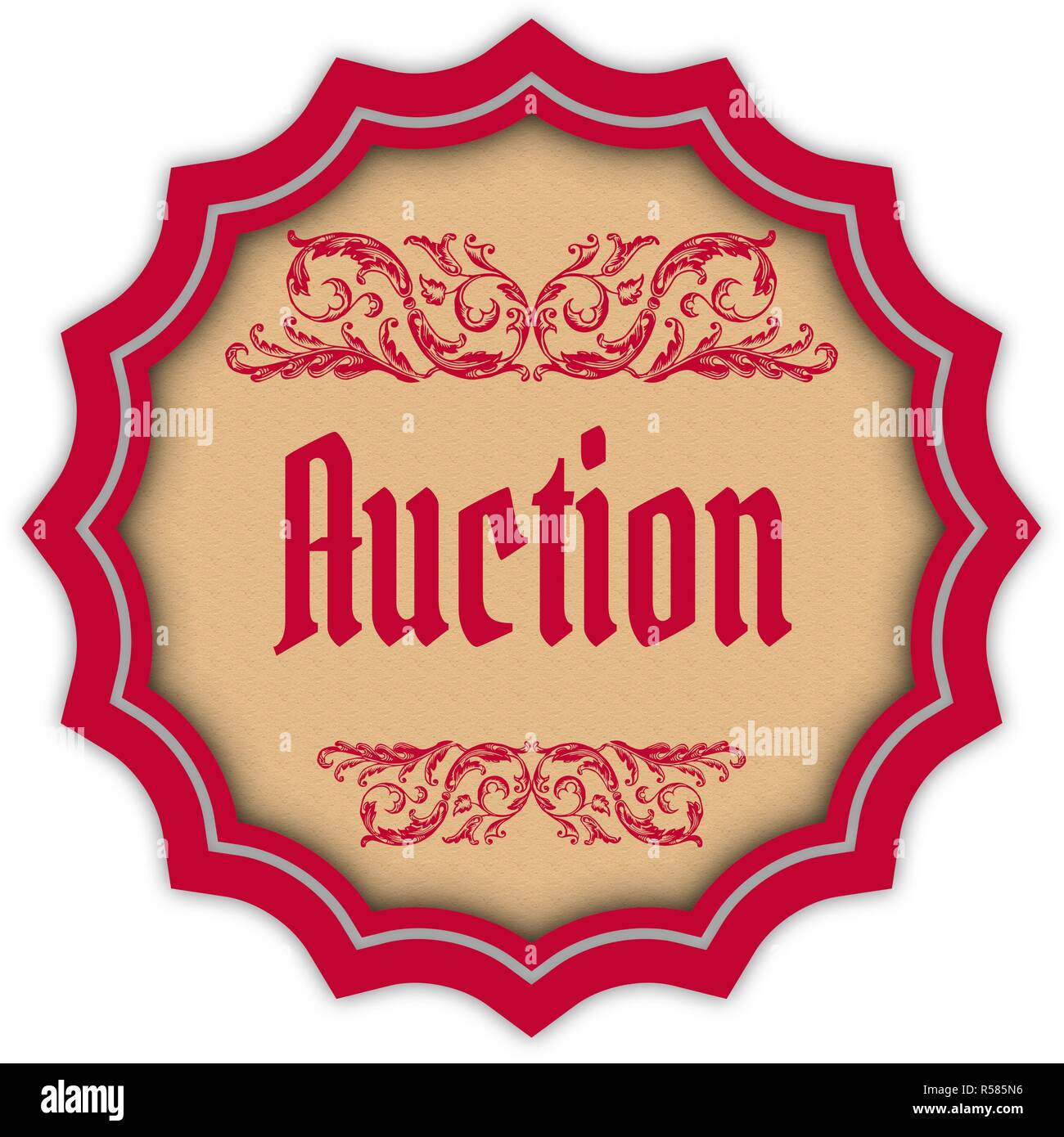Retro AUCTION magenta badge. Stock Photo