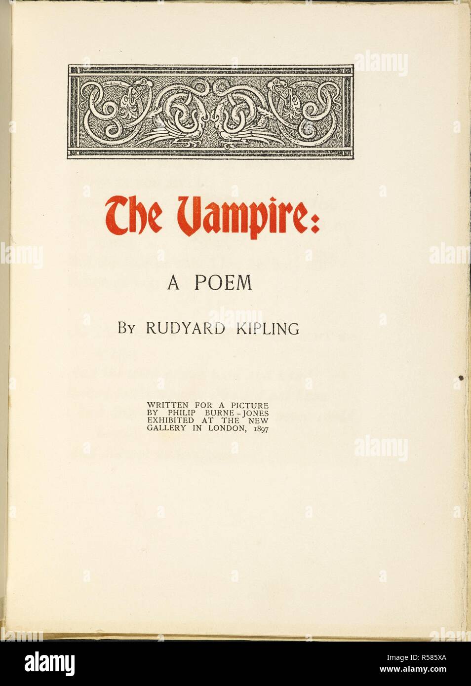 Title page of the poem. The Vampire. A poem ... Written for a picture by  Philip Burne-Jones exhibited at the New Gallery in London, 1897. [With a  reproduction of the picture.]. [Washington :