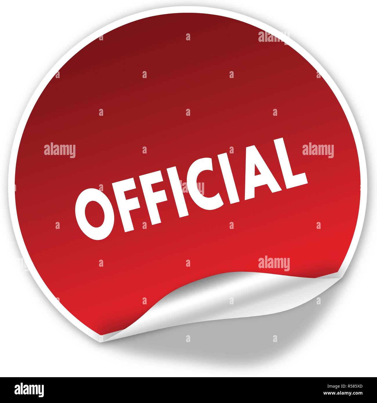 OFFICIAL text on realistic red sticker on white background. Stock Photo