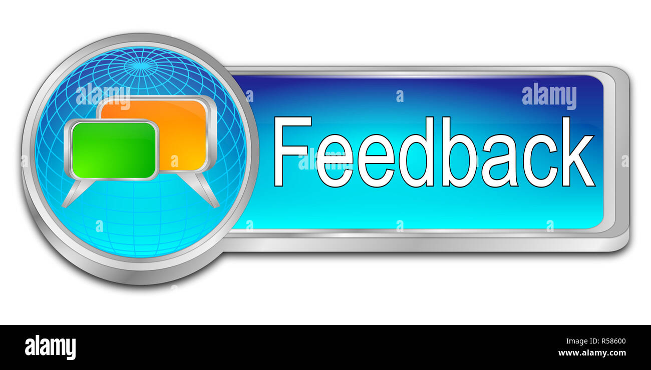 decorative blue Feedback button - 3D illustration Stock Photo