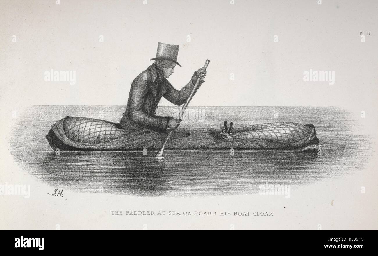 The paddler at sea on board his boat cloak. BoatCloak, or CloakBoat