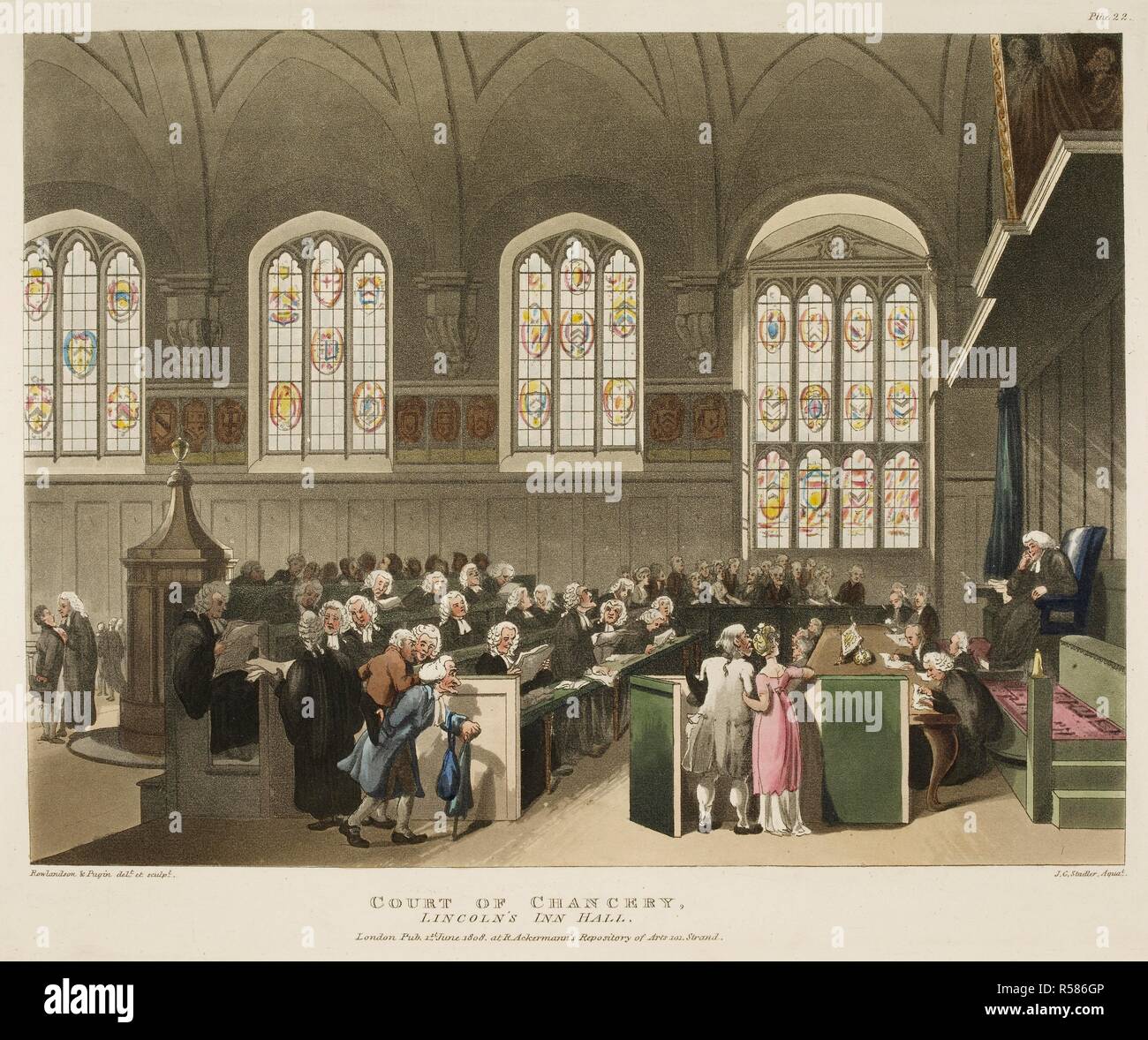 Court House Chancery. The Microcosm of London. R. Ackermann: London, 1808 - 1811. Source: 190.e.1, 193. Language: English. Author: ROWLANDSON, THOMAS. Pugin, A. C.Rowlandson. Pyne, William. Pugin. Stock Photo