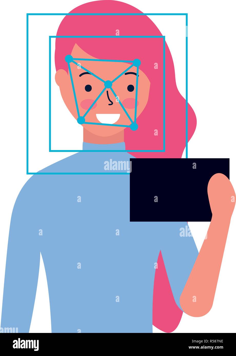 woman face scan process gadget vector illustration Stock Vector Image ...