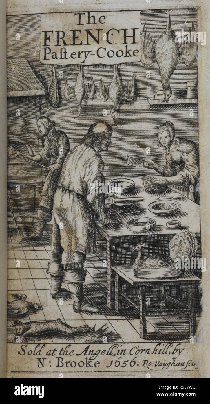 The French Pastry-Cook. Three men preparing and cooking food. The ...
