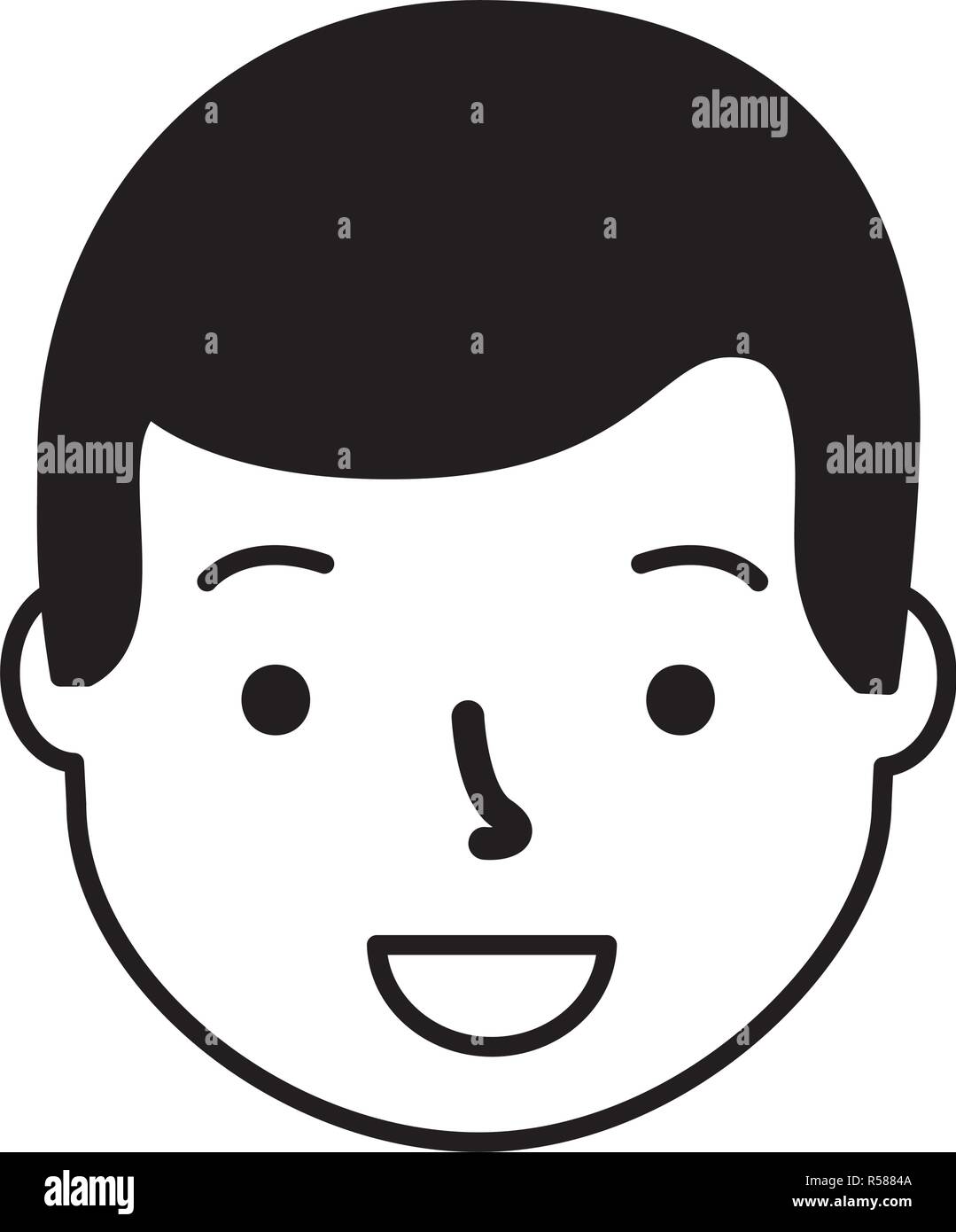 smiling man face cartoon white background vector illustration Stock ...