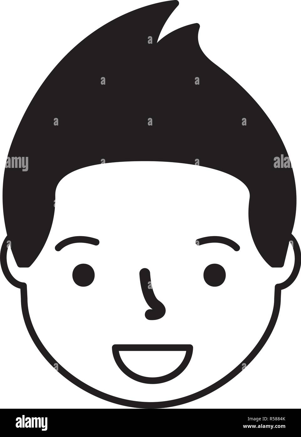 smiling man face cartoon white background vector illustration Stock ...