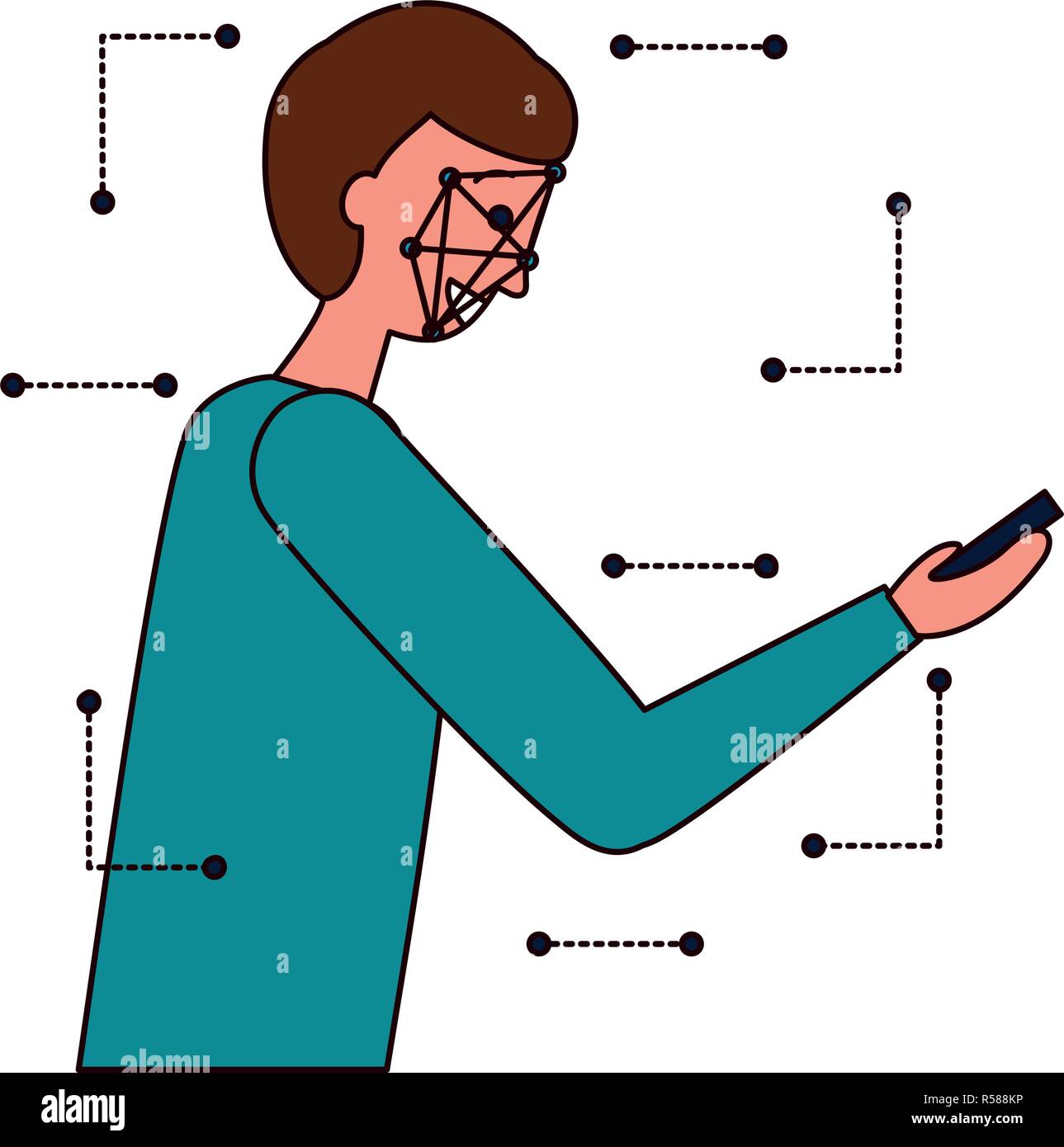 man face scan biometric digital technology vector illustration Stock ...