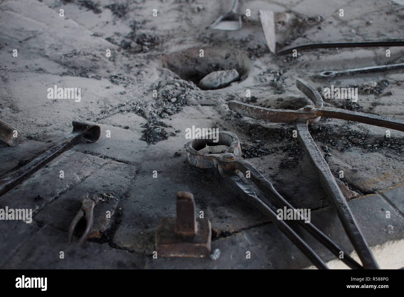 inside an old vintage blacksmith and workshop Stock Photo - Alamy