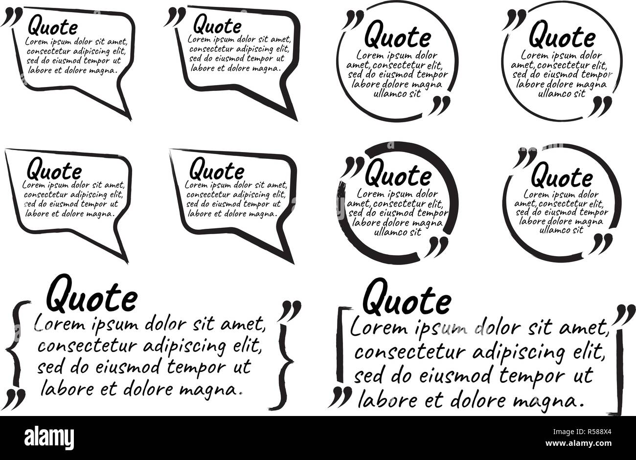 Set of Quote Blank with Text Icon and Label. Template for note,message ...