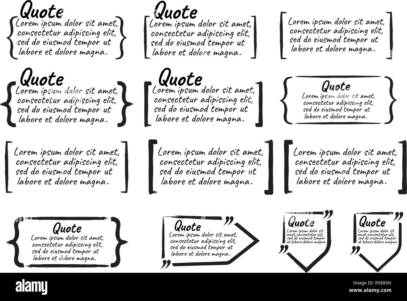 Set of Quote Blank with Text Icon and Label. Template for note,message ...