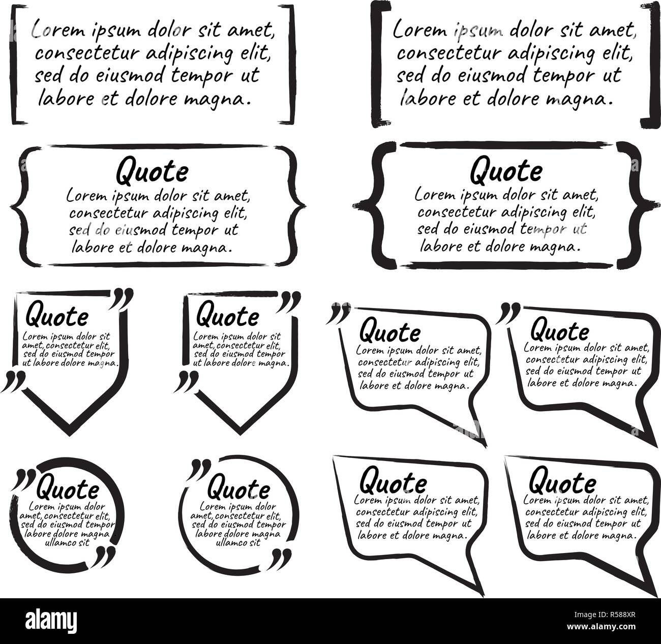 Set of Quote Blank with Text Icon and Label. Template for note,message ...
