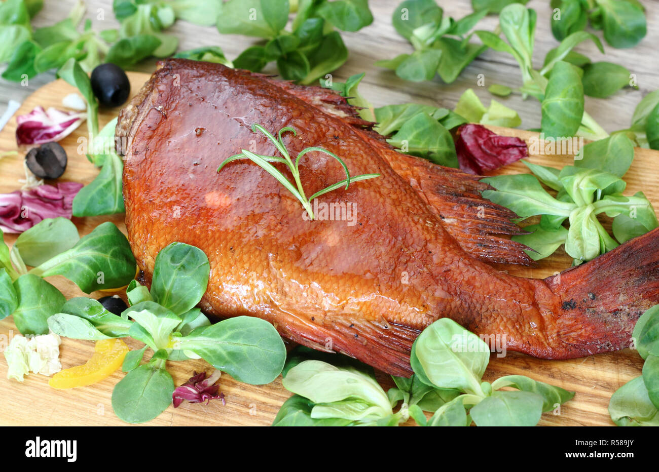 Smoked sea bass Stock Photo Alamy