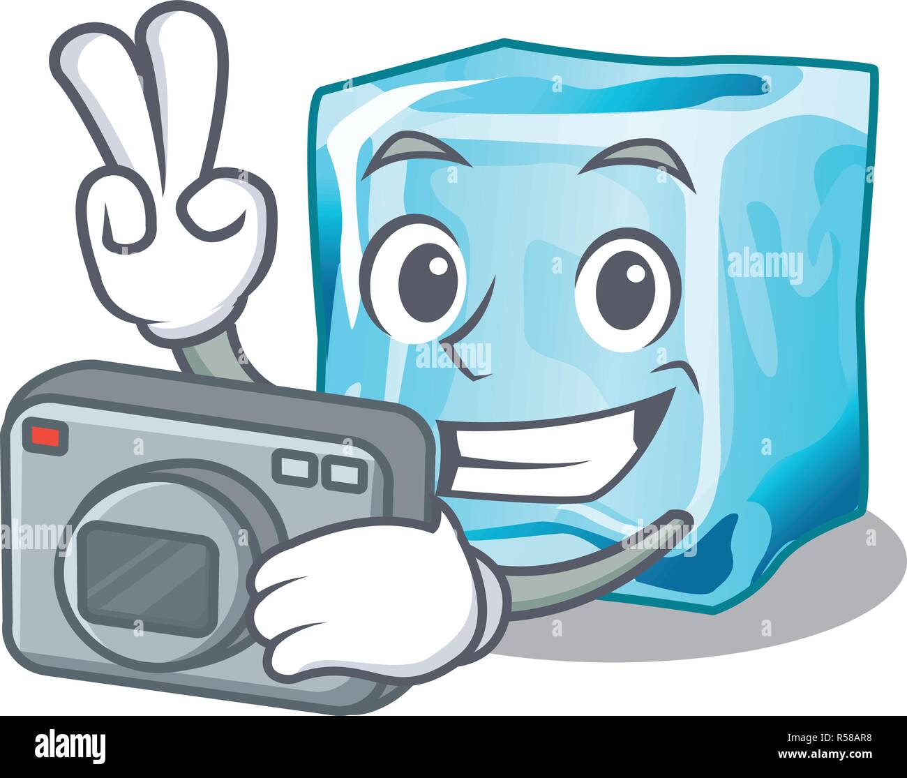 Photographer Ice cubes set on wiht character Stock Vector