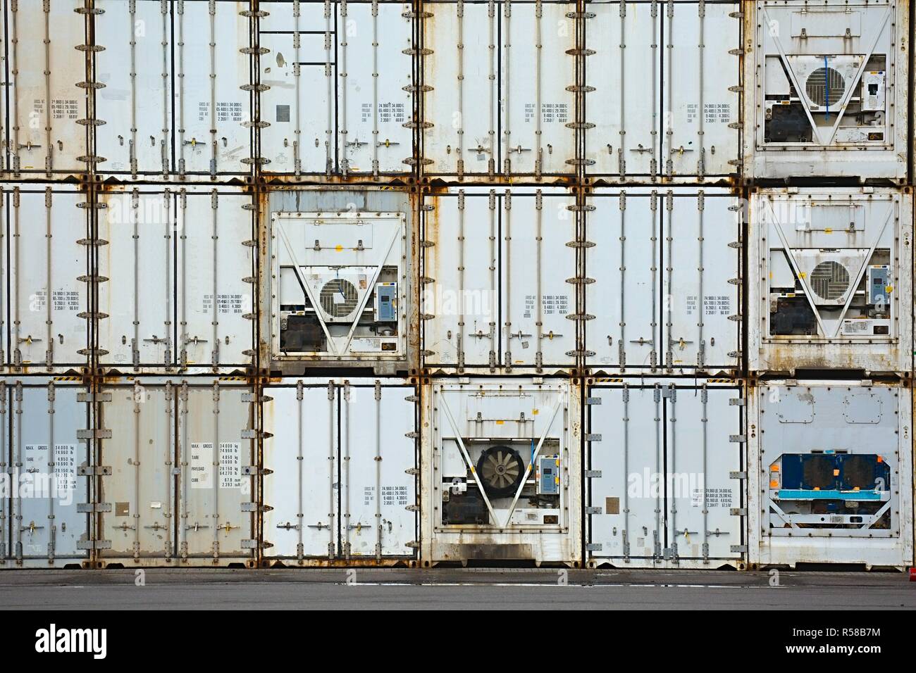 Stacked Refigerated Containers Stock Photo